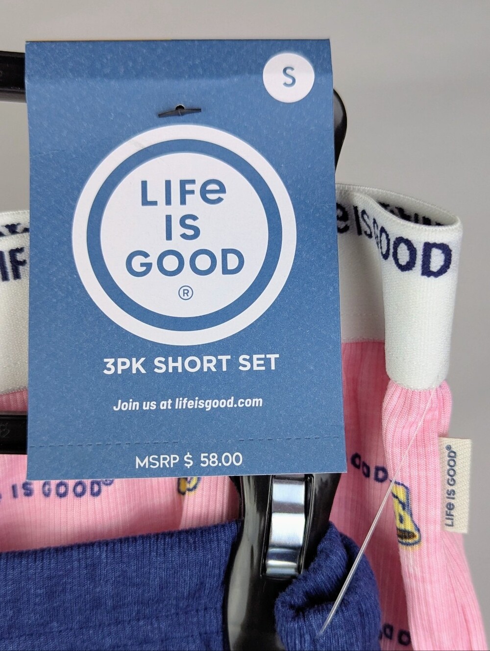 Life Is Good Short Set 3-Pk Sleep Lounge Coffee Mug Stripe Pink Navy White S NWT - Picture 13 of 13